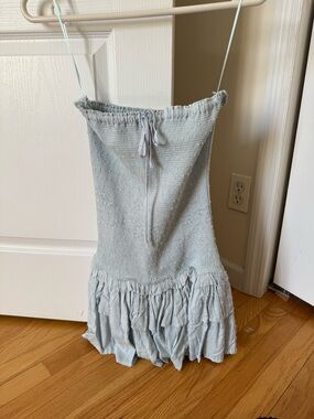 Light Blue strapless Ruffled Sundress